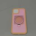 Diaclara Designed for iPhone 15 Plus Case 6.7'', Translucent Matte Back Slim Shockproof Full Body Rugged Case w/Built-in Screen Protector+Ring Stand,Black, Pink Stand