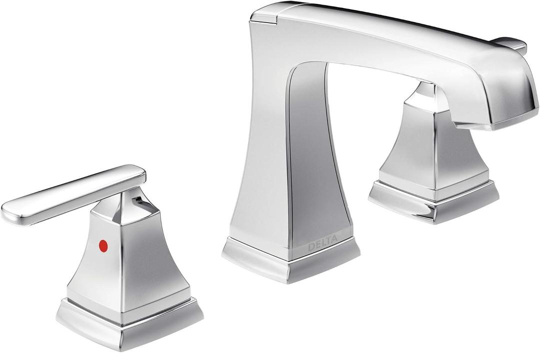 Delta Ashlyn Chrome Bathroom Faucet 3 Hole, 8 Inch Widespread Bathroom Sink Faucet for Vanity, Metal Push-Pop Drain Assembly, Chrome 3564-MPU-DST