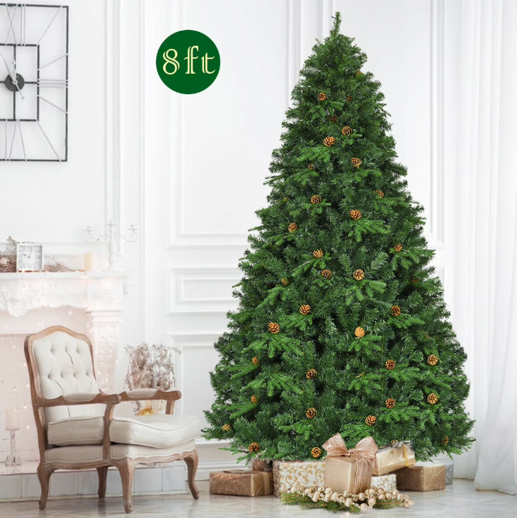 Pre-Lit 8' Premium Spruce Artificial Christmas Tree Hinged 660 LED Lights Pine