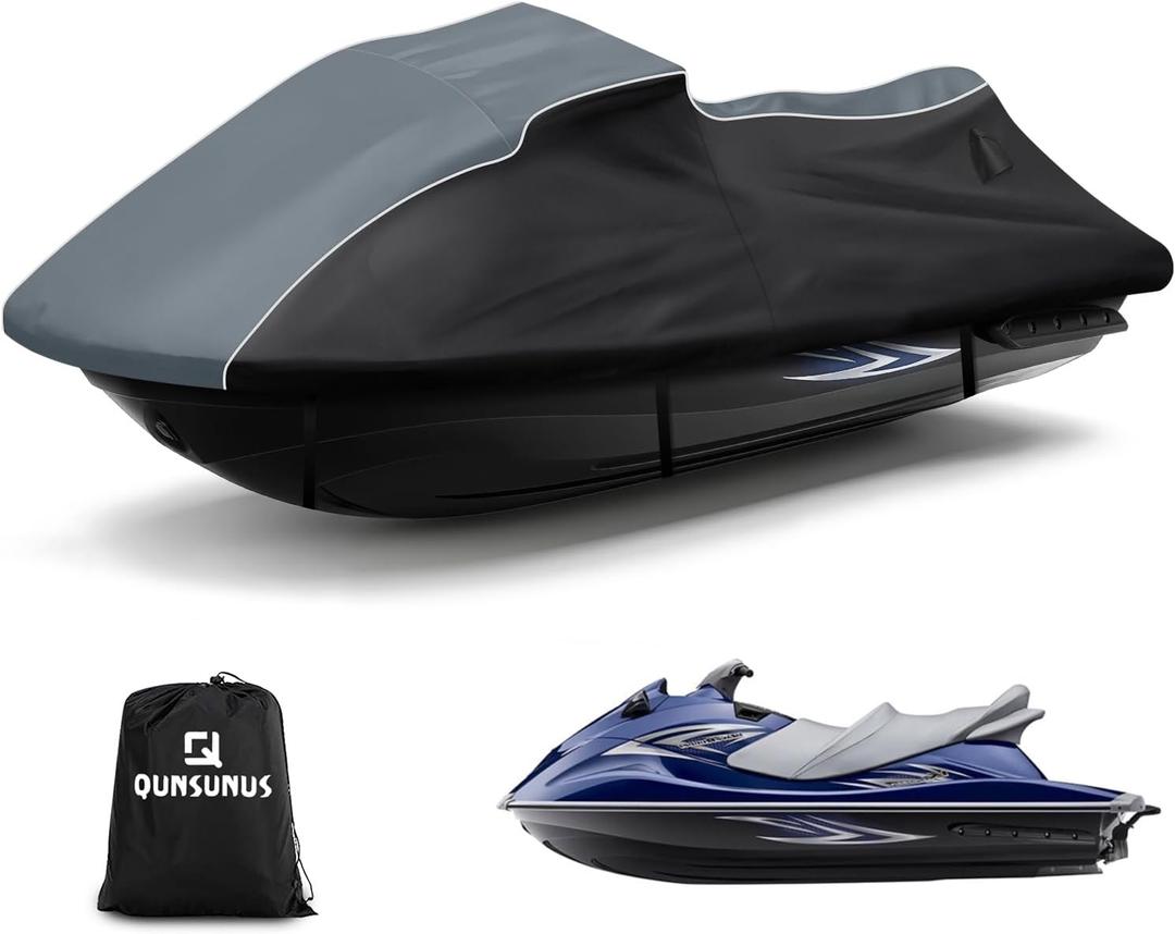 QUNSUNUS Jet Ski Cover for Yamaha VX Cruiser and Cruiser HO 2010-2014, Waterproof VX Cruiser Cover with Cotton Lining, All Weather Waverunner Cover with Straps and Zipper