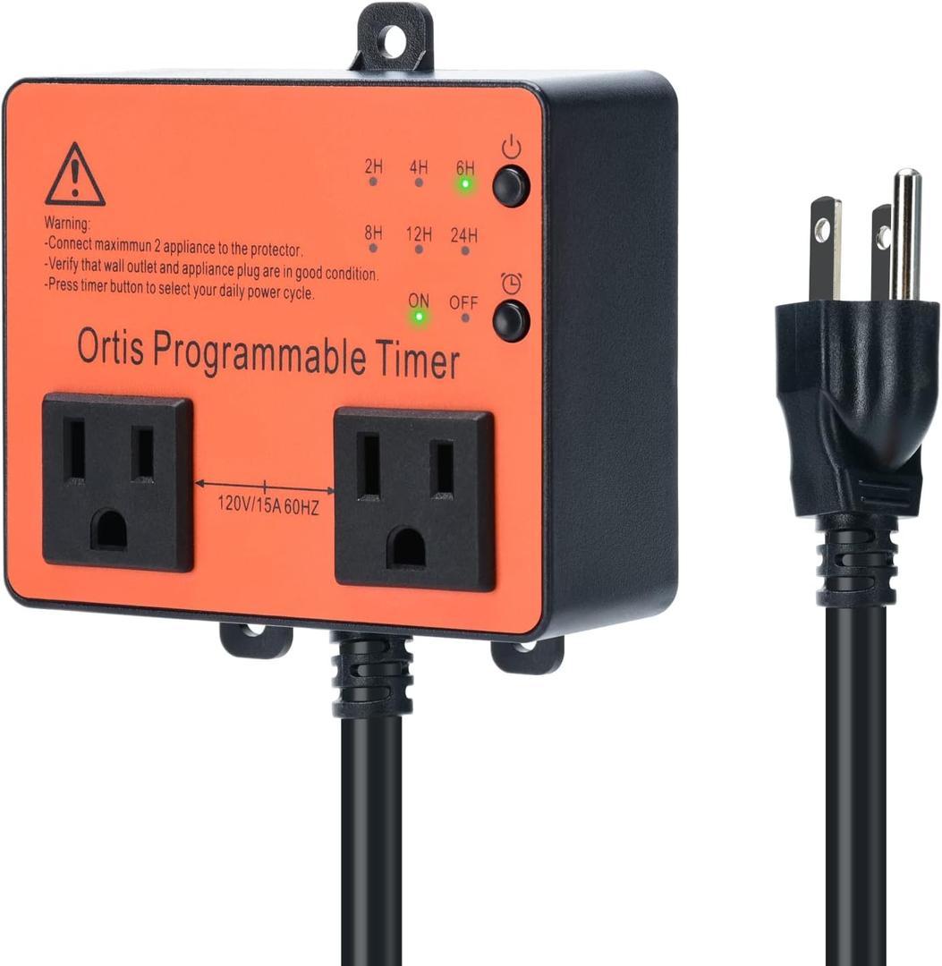 Above Ground Pool Timer, Ortis Smart Pool Timer with One-Button Operation, for Swimming Pools, Filters, Pumps, and Landscape Lights Black
