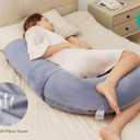 Momcozy Pregnancy Pillow, Original F Shaped Maternity Pillow for Pregnant Women with Adjustable Wedge Pillow, Full Body Support Pregnancy Pillows for Side Sleeping with Velvet Cover, Grey