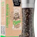 HOME EC Original Stainless Steel Salt or Pepper Grinder 1pk - Adjustable Ceramic Sea Salt Grinder or Pepper Mill - Tall Glass Spice Shaker - Spice Mill w/EBook