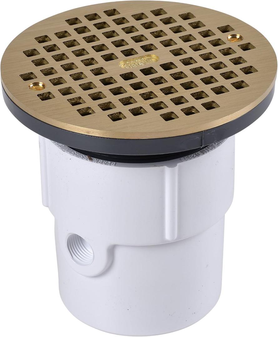 Oatey 3 in. or 4 in. PVC General Purpose Drain with 6 in. BR Grate