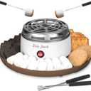 Electric Smores Maker Tabletop Indoor Kit, Indoor Marshmallow Roaster, Smores Station with 4 Compartment Trays & 4 Forks, Great Gift for Adults and Kids in Holidays and Parties (Brown)