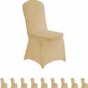LZY 10pcs Spandex Chair Cover Stretch Slipcovers for Wedding Party, Dining Banquet Chair Decoration Covers (Champagne, 10)