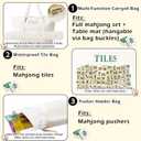 Empty Mahjong Tile Bags Set for American Tiles and Racks,Canvas Tote Bag with Mat Holder Accessories Organizer,Portable Mahjong Case Drawstring Protective Sleeve for Rack Pushers,Beige