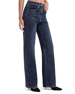 Zylioo Tall Jeans for Women 32"/ 34" Inseam Long Stretch Denim Pants Straight Leg Mid Rise Classic Fit for Tall Ladies Dark Blue, X-Large Tall