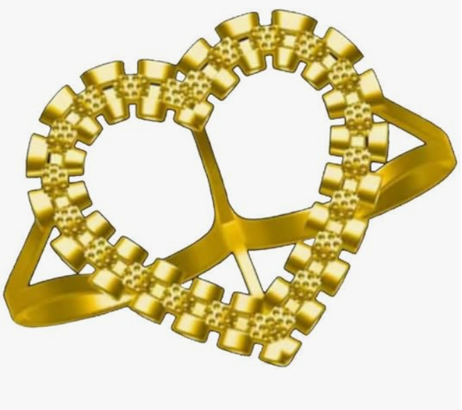 two finger ring al different size and different design 14k gold plated brass material