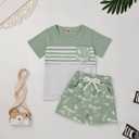 Toddler Baby Boy Clothes Boys Summer Outfits Short Sleeve Dinosaur T-Shirt & Shorts Set 2Pcs (Green)