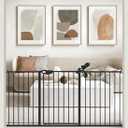 WAOWAO Triple Lock Baby Gate Extra Wide 62.59-67.32" Pressure Mounted Walk Through Swing Auto Close Safety Black Metal Dog Pet Puppy Cat for Stairs,Doorways,Kitchen, Black, 62.59-67.32"/159-171cm
