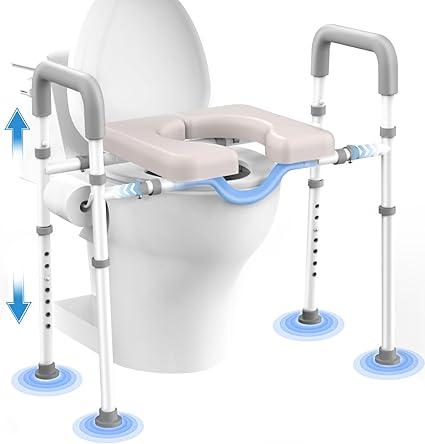 Toilet Seat Risers For Seniors, Male-Friendly Width & Height Raised Toilet Seat With handles, Toilet Riser for Elderly, Handicap, Elevated, Fit Any Toilet, 400lbs