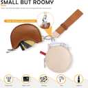 2 x Dual Pouch Wristlet Keychain Wallet Double keychain wallets Mini Pouch Coin Purse Women Coin Detachable Wrist Zip Bag (Pinkg&Brown)