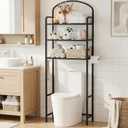 3 Tier Over The Toilet Storage Rack, Bathroom Organizer
Toilet Storage with 4 Hooks & Paper Holder, Space-Saving, Freestanding Bathroom Shelf, Metal, Black