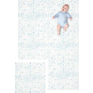 Extra Large Baby Play Mat - 4FT x 6FT Non-Toxic Foam Puzzle Floor Mat for Kids & Toddlers (Persia Handmade Pattern, Blue and White)