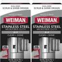 Weiman Microfiber Cloth for Stainless Steel, Safely Traps and Removes Dirt, Oil and Grime to Protect from Scratches 13.8" x 13.8" (Pack of 2)