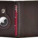 FOXHACKLE Airtag Wallet Slim Minimalist Leather Credit Card Holder for Men Women, RFID Blocking Front Pocket Mens Leather wallet (Carbon Brown)