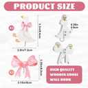 6 Pcs Decorative Goose Wall Hooks Bow Hooks Kids Room Pink White Bow Goose Wooden Hanger Holders Coquette Room Decor Cute Towel Hanger for Nursery Bathroom Bedroom Decoration