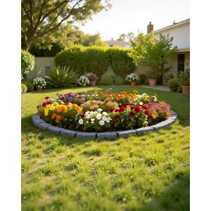 VEVOR Faux Stone Landscape Edging, No Dig Garden Edging Border, Flexible Blocks for Lawn Edging, Flower Beds, Driveway, Yards with 12 Spikes, 4 Pack 24 Bricks 16FT Kit, 46.5" Lx 3.7" W x 2.2" H, Grey