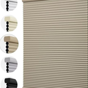 MiLin Cordless Cellular Shades 1.5 Inches Cell Cellular Blinds for Indoor Window Pull Down Honeycomb Blinds Thermal Insulated for Home, Office, Bedroom (Blackout Brown, 34" W x 64" H)