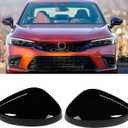 Moonlinks Compatible with Honda Civic 11th Gen 2022-2025 LX EX EX-L Si Sedan Sport Side Mirror Cover Replacement, Glossy Black Left Driver Right Passenger Side Clip-on Mirror Cap WITHOUT Turn Signal
