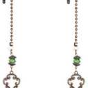 TopHomer 2PCS Ceiling Fan Chain Pulls with 3cm/1.18in Green Crystal Prism Balls 12 Inch Vintage Ceiling Fan Chain Extender Ornament Chain for Fan Pull, Lighting (Green