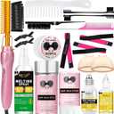 Electric Hot Comb Hair Straightener Heat Pressing Combs Ceramic Curling Flat Iron Curler, Hot Comb Electric for Wigs Electrical Straightening Comb Curling Iron for Natural Hair with Anti-Scald Case