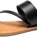 Women's Slide Sandals Slip On Flat Sandals Flip Flop Thong Sandals Casual Summer Shoes (7, Black)