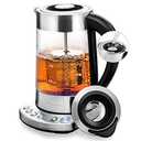 OVENTE 1.7L Electric Tea Kettle with Removable Infuser, Variable Temperature Control, Keep Warm Function, 1500W Fast Heating Water Boiler, BPA Free Borosilicate Glass & Easy to Fill Lid, Silver KG733S