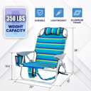 Portable Recliners Chair for Adults, Outdoor Camping Chair Lay Flat Folding Backpack Reclining Chair with 5 Positions, Headrest, Zipper Pouch, Cup Holder, NEW Srtiped