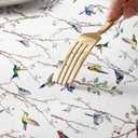 Horaldaily Spring Fitted Tablecloth 68 x 48 Inch Oval, Spring Colorful Birds Branch Washable Table Cover Elastic Edged for Dinning, Picnic, Camping, Banquet, White
