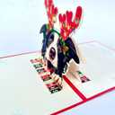 Border Collie Christmas Pop-Up Card 3D Holiday Greeting Card Featuring Adorable Border Collie Dog with Festive Reindeer Antlers, Perfect for Dog Lovers, Unique Card for Friends and Family