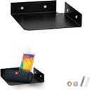 8" Metal Corner Wall Mount Shelf for Baby Monitors, Security Cameras, Sonos Speaker, Also For Wif Routers, Decor, Plants, Router, Photos, Kitchen, Bathroom, Cable Box & More, Universal (Black)