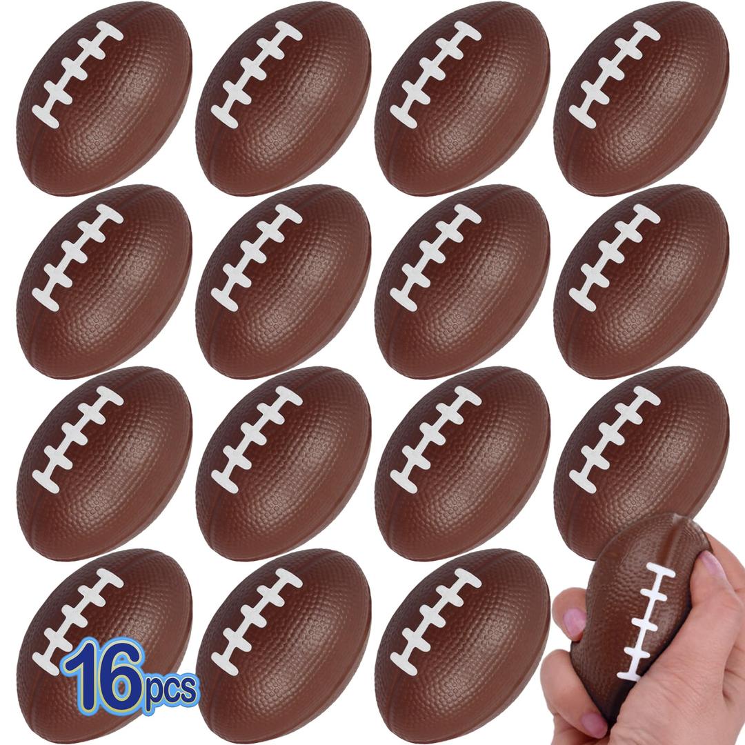 16 Pack  Touchdown Mini Foam Football Stress Balls
