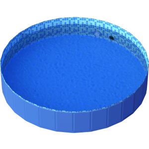 Foldable Dog Pool with RGB LED Light, 71" Collapsible Hard Plastic Kiddie Swimming Pool with Remote for Small Medium Large Doggie Kitty Puppy, Pet Bathing Tub Wading Pool for Dogs Blue