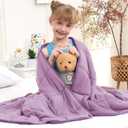 Purple Weighted Blanket Kids 5lbs, 36"x48", Cooling Heavy Throw Blanket for 20-40lbs, Microfiber Soft Thick Big Blankets Weighted Comforter Breathable Gift for Sleeping (Dark Purple/Light Purple)