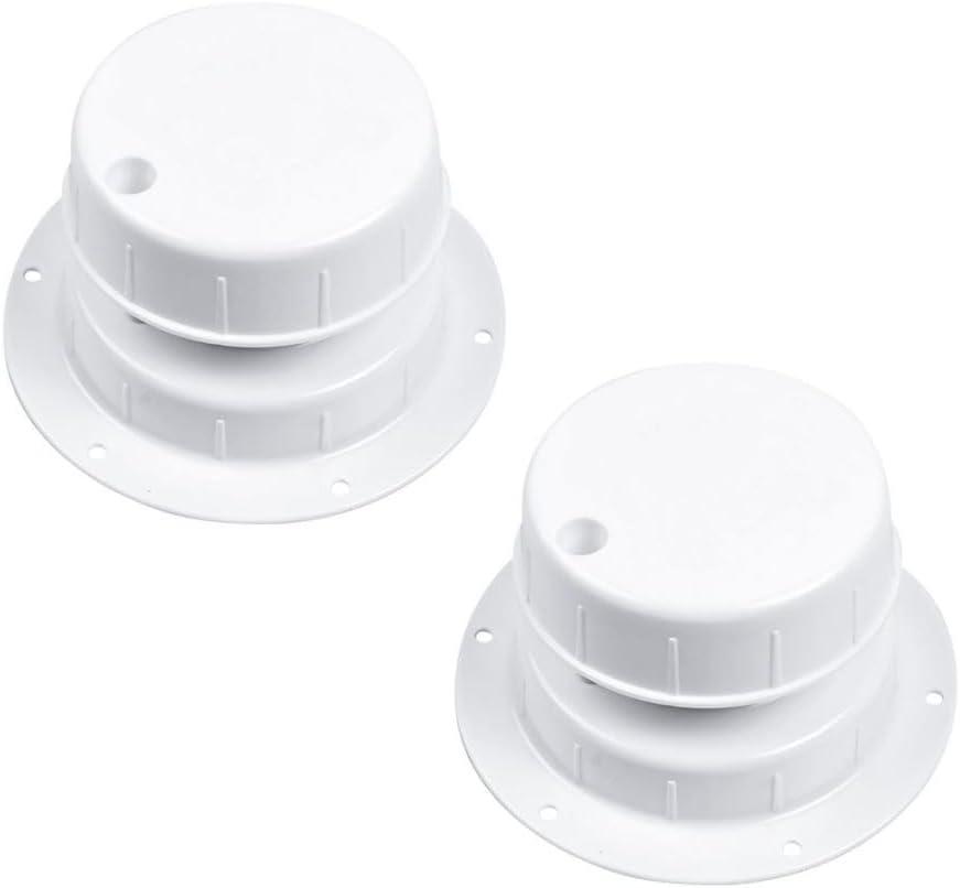 BESULEN RV Plumbing Vent Caps, Sewer Vent Cover Caps Kit for RV Trailer Camper Motorhome, 2 Pcs RV Roof Vent Cover Replacement for 1 to 2 3/8 Inch Pipe, White Plastic Roof Cover Car Accessories