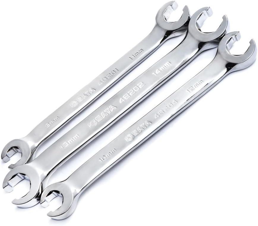 SATA ST09033U - Juego de llaves de tuerca mtrica de pulido completo para quitar o reemplazar tuercas en lneas de combustible, freno o aire acondicionado