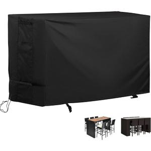 Bar Height Patio Set Cover for 7 Pieces Patio Bar Dining Table and Chairs Set, Patio Bar Set Cover for 6 Person-Outdoor Bar Height Table and Chairs
