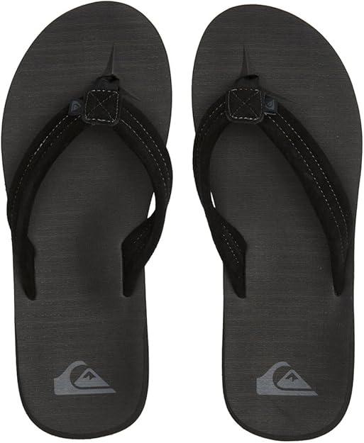 Quiksilver Carver Suede Flip Flops for Men, Arch Support Athletic Mens Sandals, Size 6 to 16 Thong Mens Slides (11, Black 1)