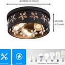12.6 inch Black Flush Mount Ceiling Light Fixtures, 3-Light Ceiling Mount for Industrial, Crystal Light Fixtures for Farmhouse, Bedroom, Living Room, Kitchen, Hallway and Foyer (2 Pack)