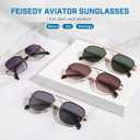 FEISEDY Sunglasses Aviator Men Women 70s Sun Glasses Square Frame UV400 Protection B2953