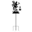 Solar Fairy Garden Outdoor Stake Holding Solar Lantern Outdoor Decor Metal Large Fairy Sitting Moon Silhouette Stakes for Garden Lawn Patio or Courtyard