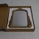 Vintage Vanity Makeup Desk Mirror Antique Traditional Chic Arch Table Mirror GoldDecor Wood Framed Small Standing Carved Arendahl Mirror for Living Room,Bedroom,Tabletop 11.8" x 9.6"