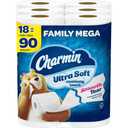 Charmin Toilet Paper Ultra Soft Cushiony Touch, 18 Family Mega Rolls
