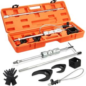 Inner CV Axle Puller Tool with Slide Hammer, 63mm and 48mm CV Joint Fork Adapters, Front Wheel Drive Axle Puller Attachment CV Axle Removal Tool (8pcs Set with Carrying Box)