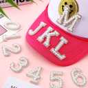 36 Pieces Iron on Letter A-Z 0-9 White Pearl Rhinestone Chenille Letter Patches Iron on Glitter Alphabet Number Bling Patches Decorative Repair Patches for Fabric Shirts Crafts Clothing DIY Decor