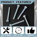 50 Pcs 3/8 x 3 Zinc Plated Concrete Anchors Masonry Screws Heavy Duty Carbon Steel Hex Head Large Diameter Concrete Anchors and Screws Kit for Brick, Blocks, Cement
