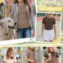 LessonZoo 3 Pack Girls Short Sleeve Slim Fit Tops, 3-Color Set, 9-10 Years (Brown)