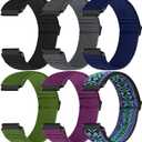 Runostrich Quick Release Nylon Watch Band - Choice of Width - 18mm, 19mm, 20mm, 22mm, 24mm Elastic Watch Straps Adjustable Stretchy Solo Loop Sport Nylon Replacement Wristband for Women Men (Black+Grey+Indigo+Olive Green+Purple+Boho Blue)